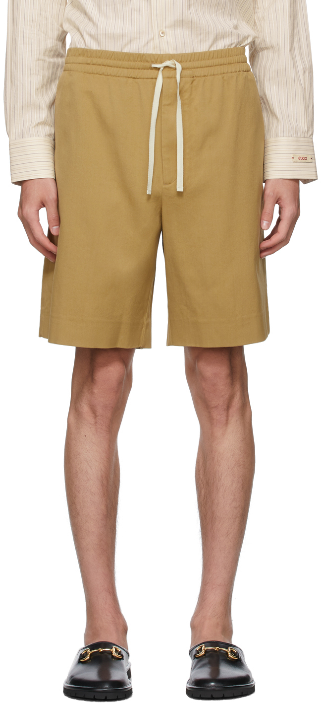 Gucci Khaki Embroidered Shorts