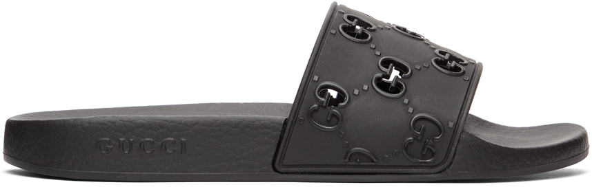 Gucci Black Rubber GG Slides