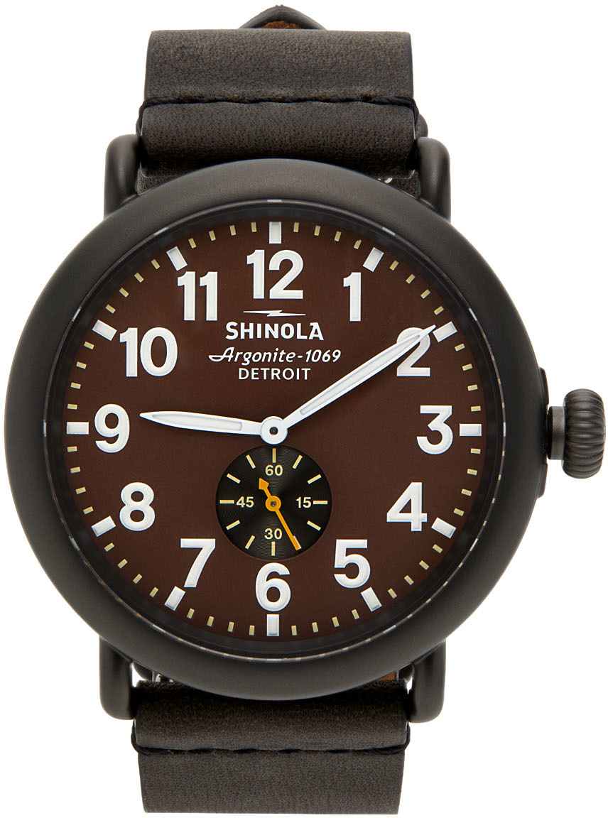 Shinola Black & Burgundy 'The Runwell' 47 mm Watch