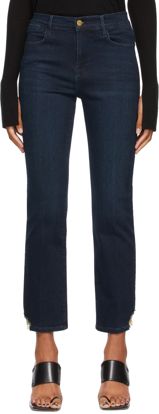 FRAME Blue Stretch 'Le High Straight' Jeans