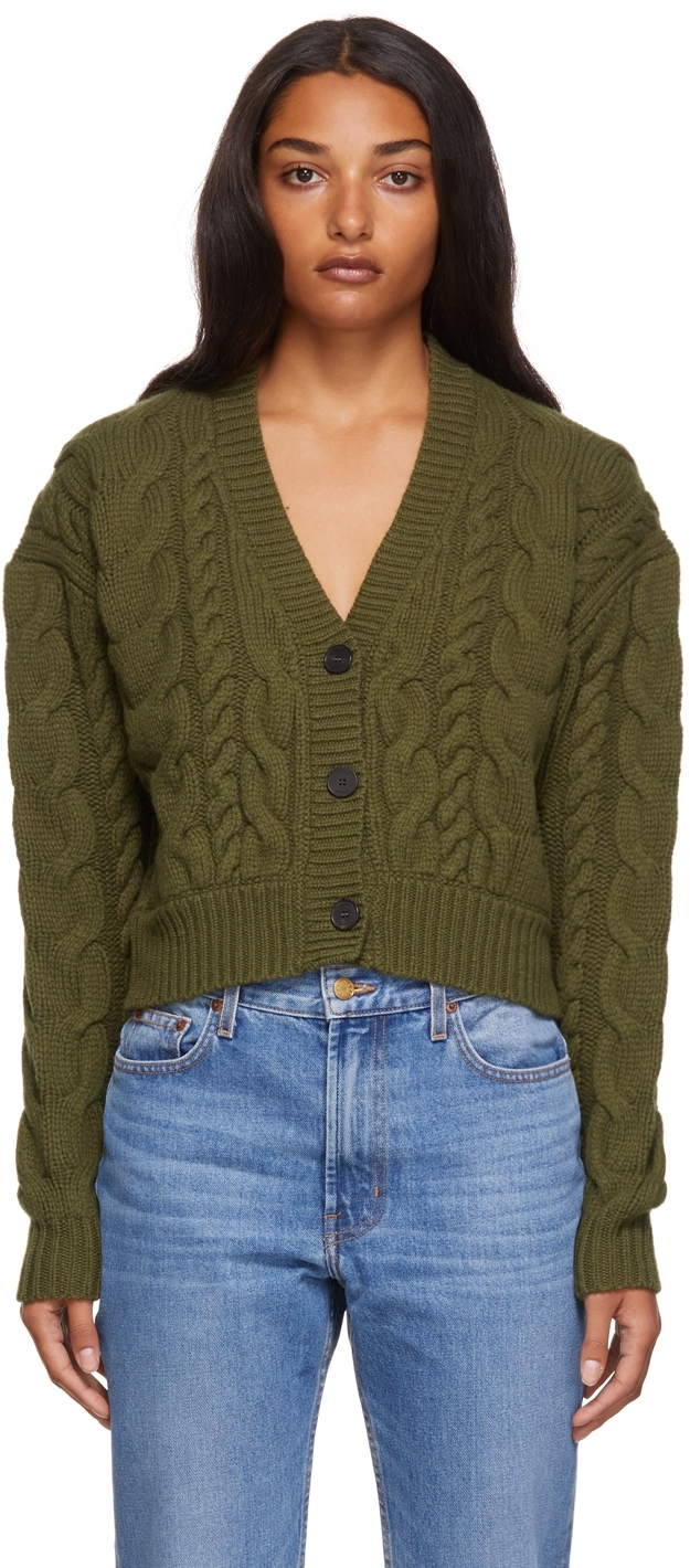 green button down cardigan