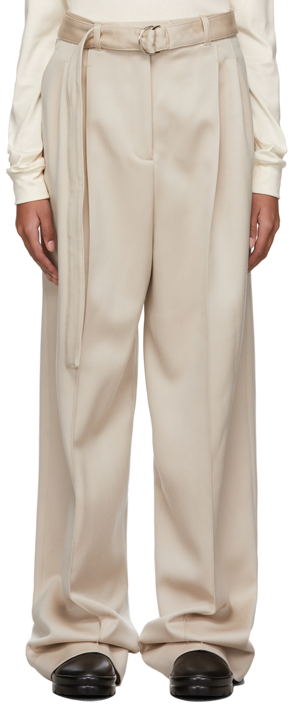 Peter Do Beige Signature Belted Tailored Trousers | Smart Closet