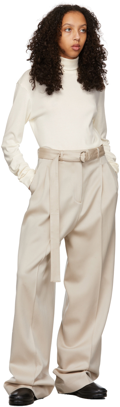 Peter Do Beige Signature Belted Tailored Trousers | Smart Closet