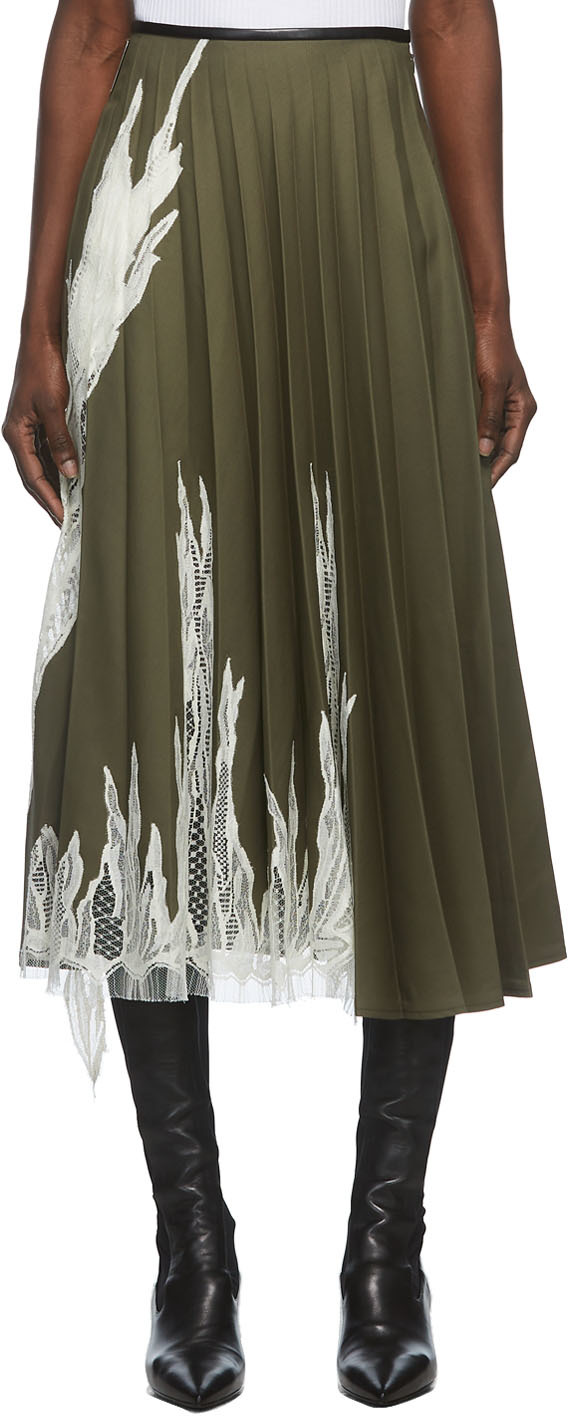 Peter Do Green Flame Pleated Skirt