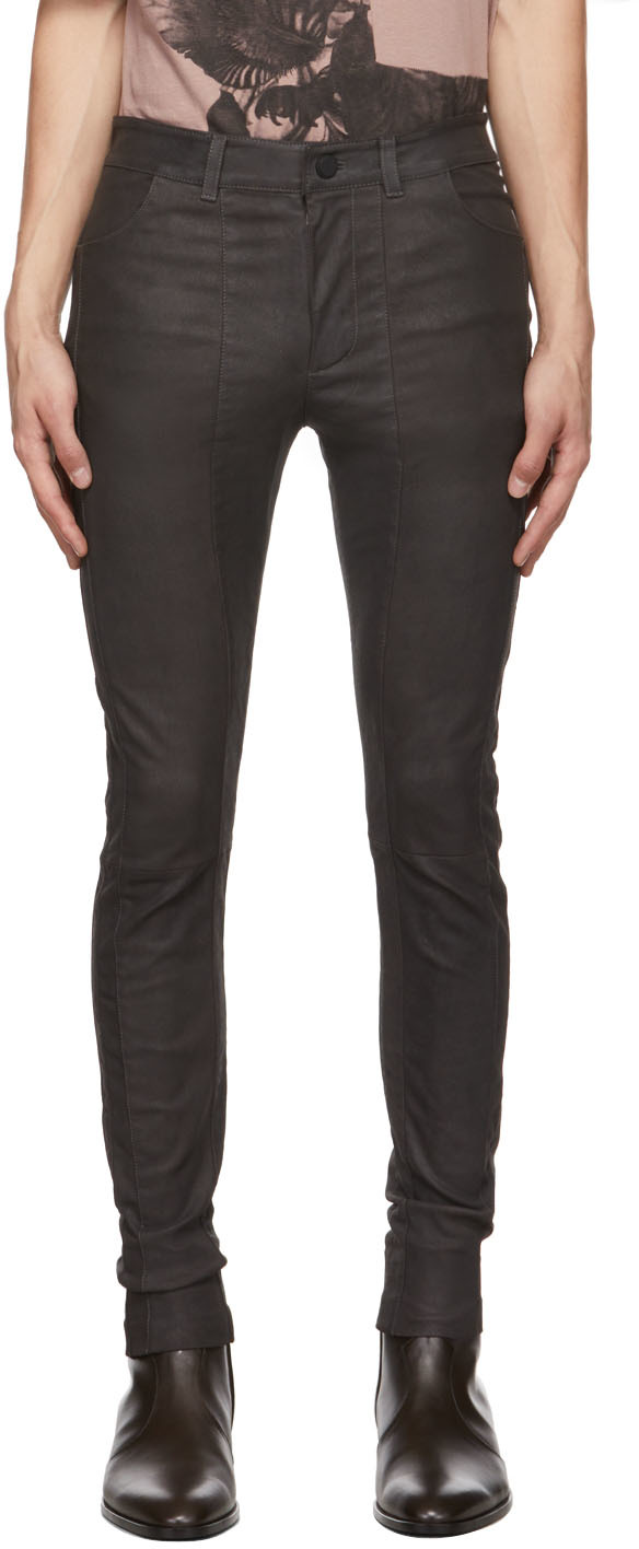 Grey Decomart Leather Pants FREI-MUT on Sale