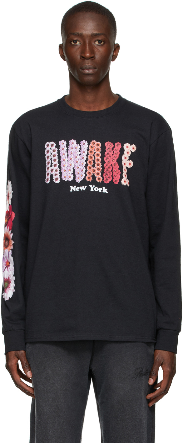 Black Bloom Long Sleeve T-Shirt by Awake NY on Sale