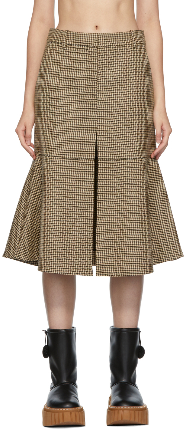 Stella McCartney Beige & Brown Wool Naomi Skirt