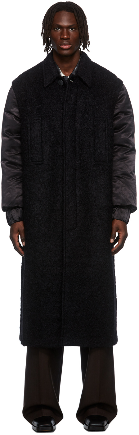 Sean Suen Black Insulated Alpaca & Mohair Coat