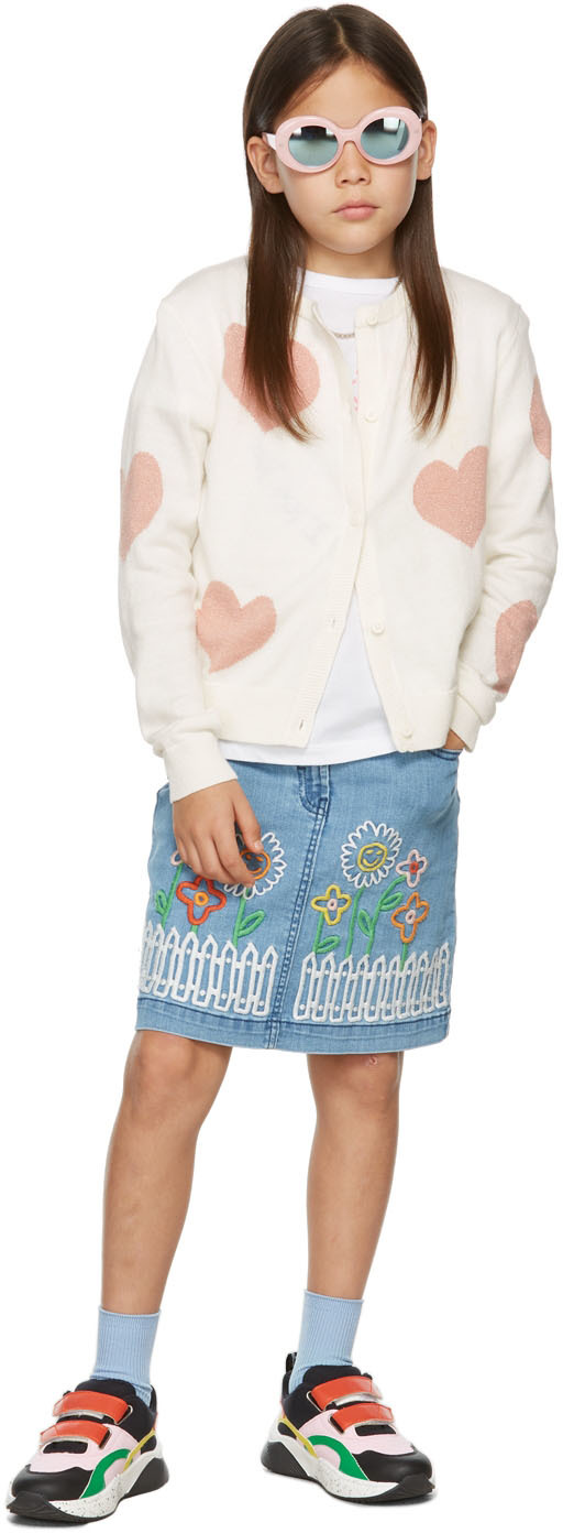 Kids White u0026 Pink Hearts Cardigan by Stella McCartney | SSENSE