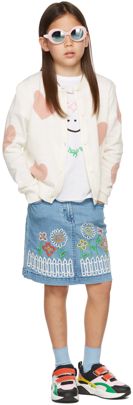 Kids Blue Denim Embroidered Flowers Skirt Ssense Bambina Abbigliamento Gonne Gonne denim 