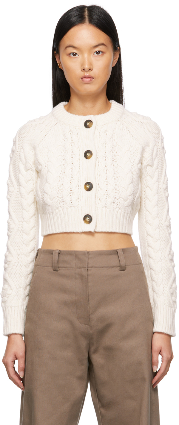Loulou Studio: White Abaco Cropped Cardigan | SSENSE UK
