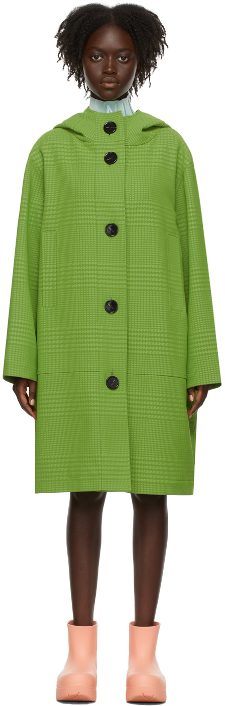 Nina Ricci Green Check Hooded Coat