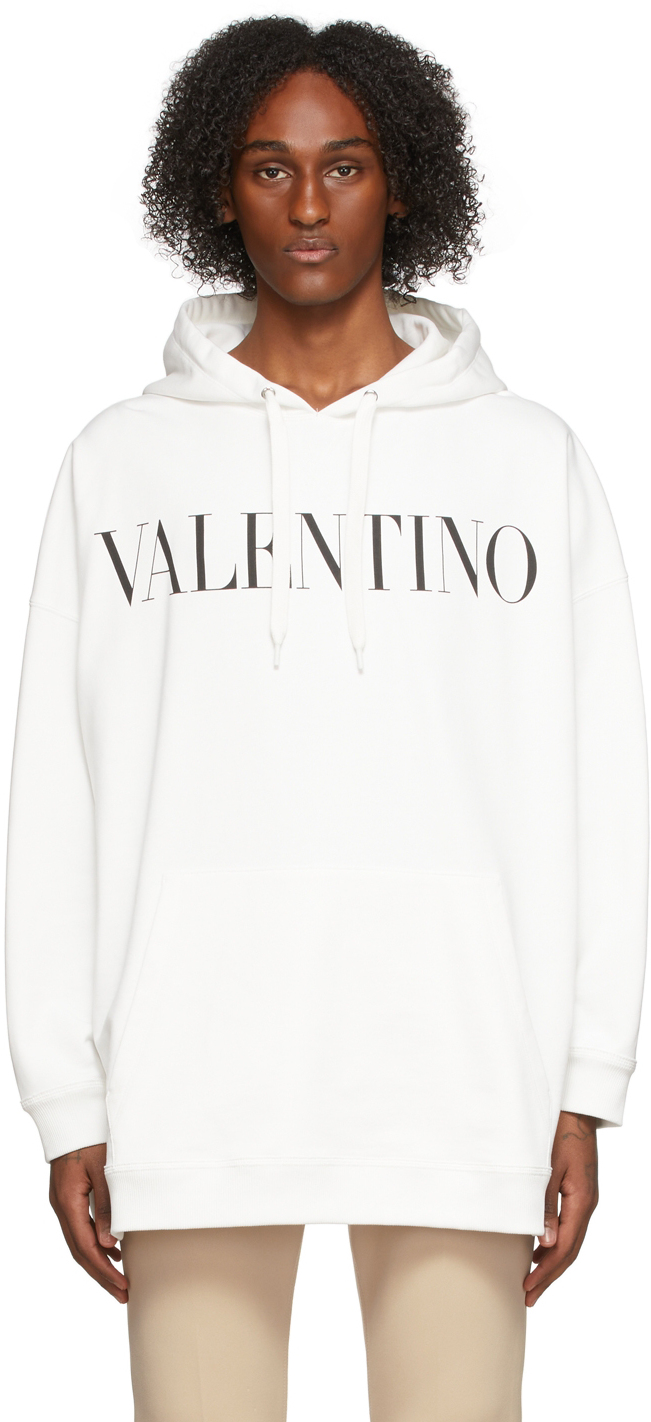 Valentino White 'Valentino' Print Hoodie