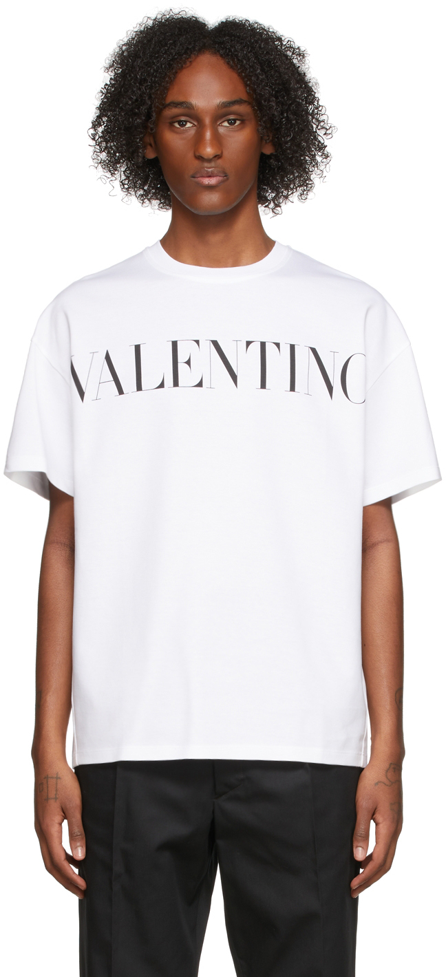 Valentino White 'Valentino' Print T-Shirt