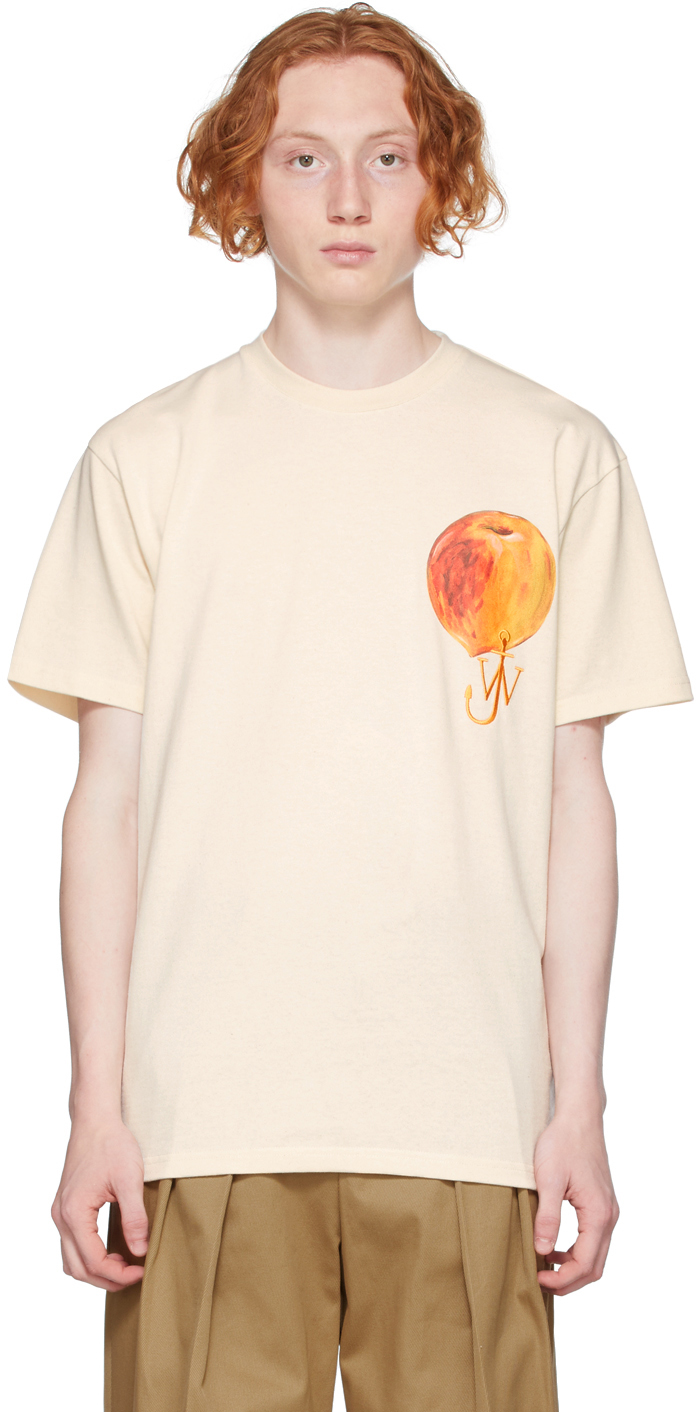 prik Let Underskrift JW Anderson Off-White Printed Peach Logo T-Shirt | Smart Closet