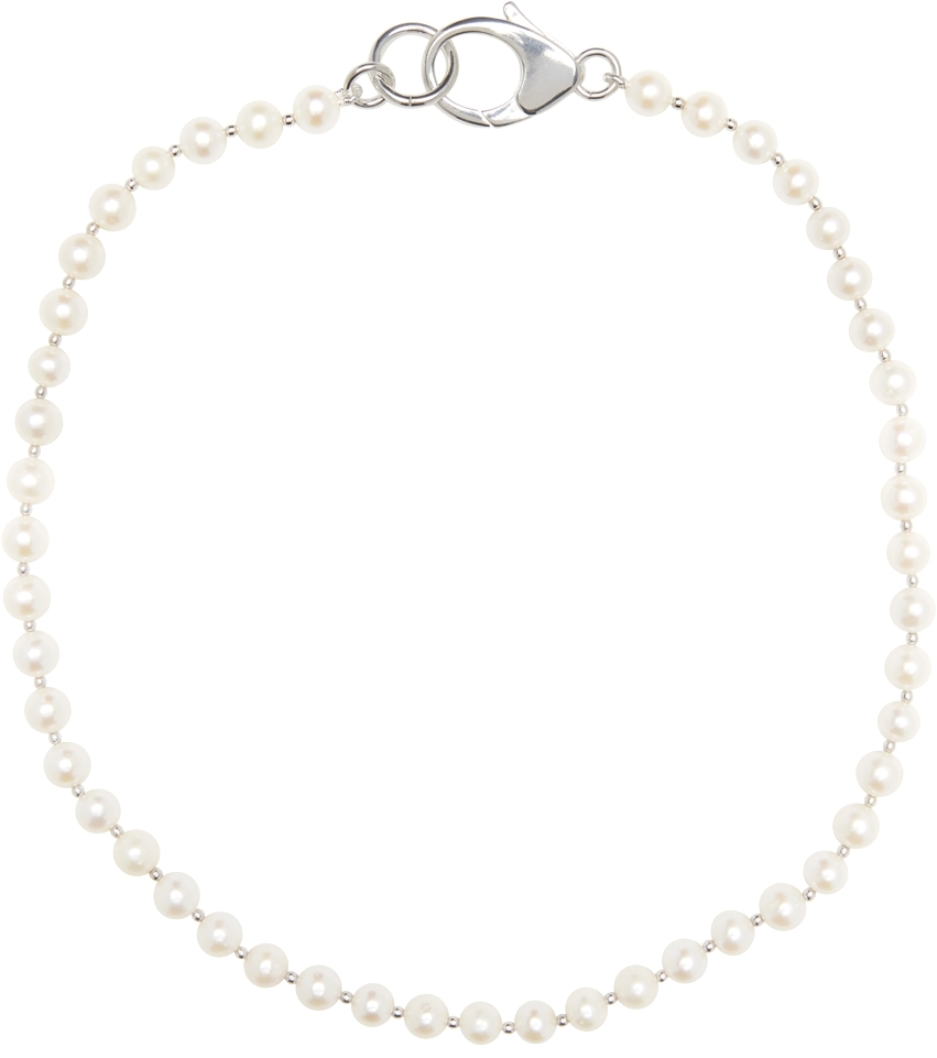 Silver Classic Pearl Chain Necklace by Hatton Labs on Sale