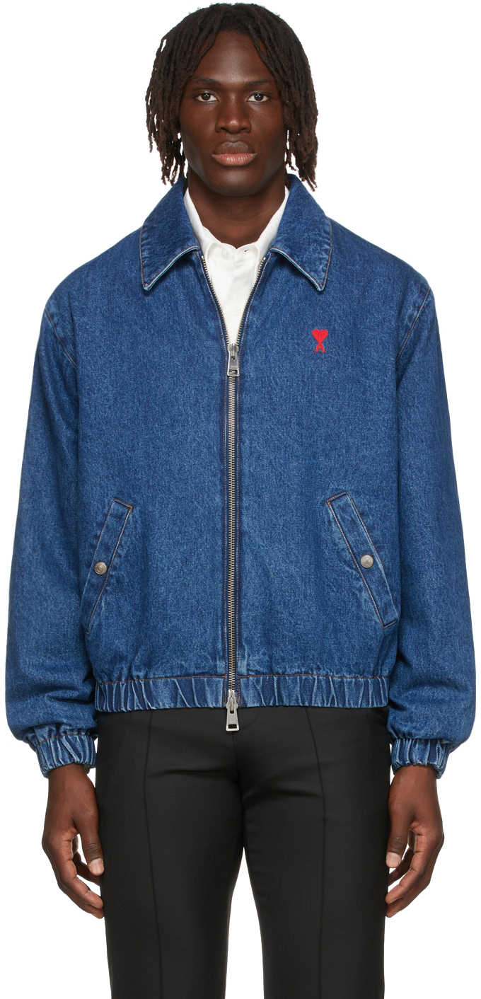 AMI Alexandre Mattiussi Blue Ami de Caur Denim Jacket | Smart Closet