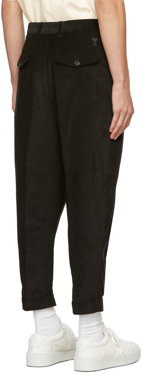 Ami Paris Oversized Carrot Fit Trousers in Brown for Men