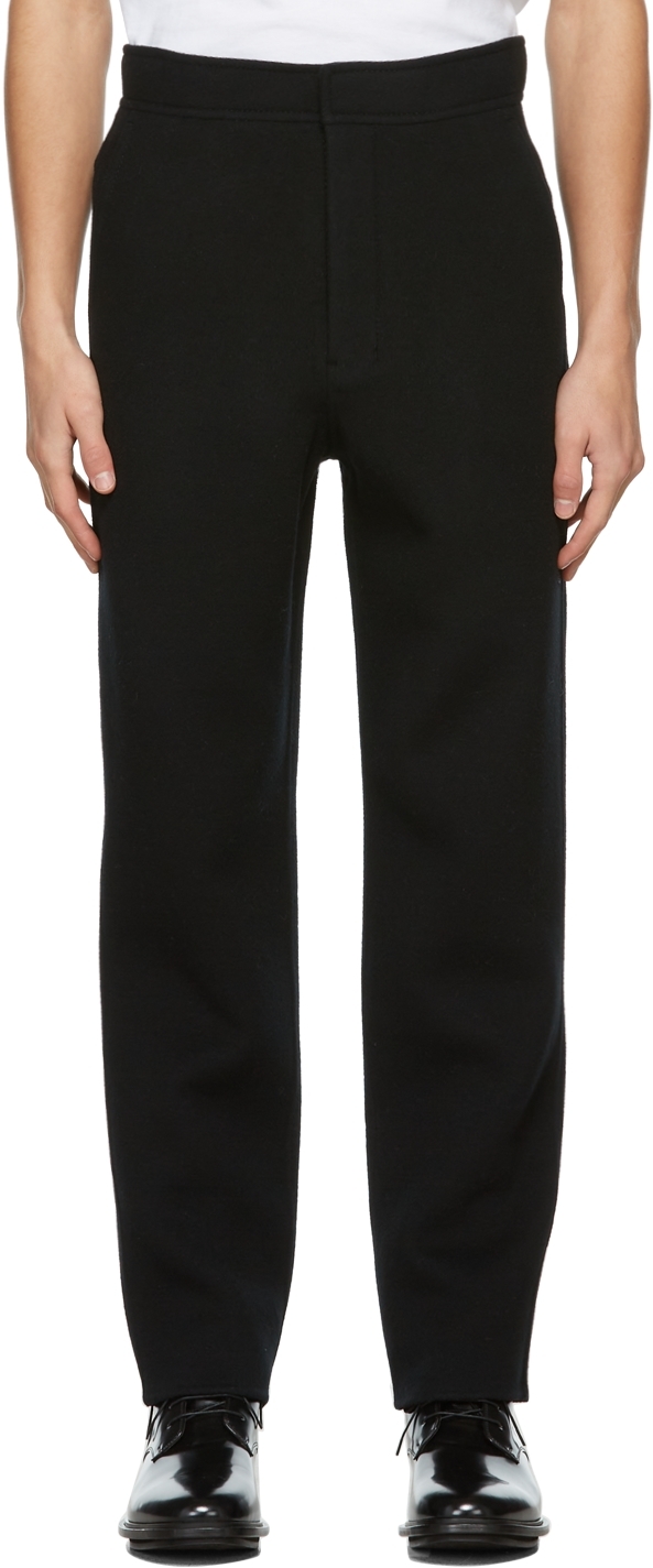 AMI Alexandre Mattiussi: Black Wool Cigarette Trousers