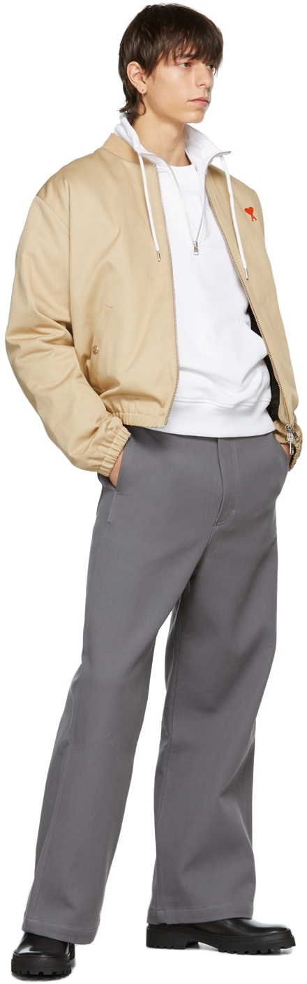 AMI Alexandre Mattiussi Grey Wide Fit Trousers | Smart Closet