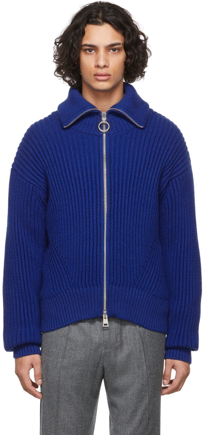 AMI Alexandre Mattiussi Black Ami de Cœur Zip-Up Cardigan | Smart