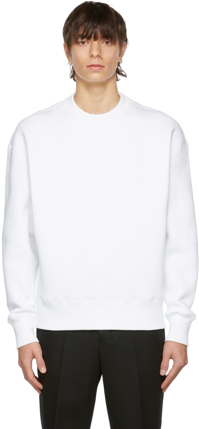 White Ami de Cœur Technical Patch Sweatshirt by AMI Alexandre Mattiussi ...