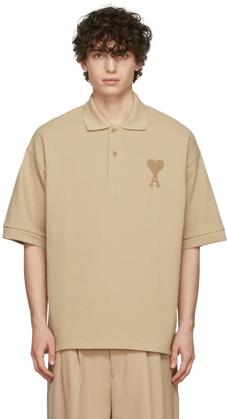 AMI Alexandre Mattiussi Beige Ami de Cœur Polo | Smart Closet