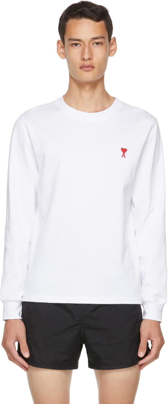 Ssense Uomo Abbigliamento Top e t-shirt Top White Ami de Cœur Long Sleeve T-Shirt 
