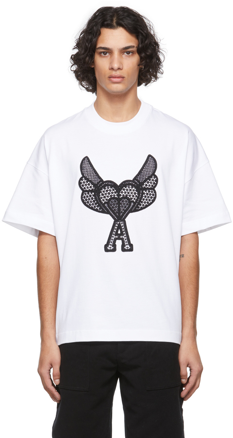 AMI Alexandre Mattiussi White Ami de Cœur T-Shirt