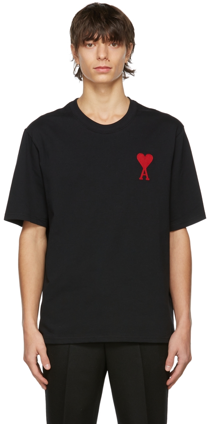 AMI Alexandre Mattiussi SSENSE Exclusive Black Ami De Coeur T-Shirt