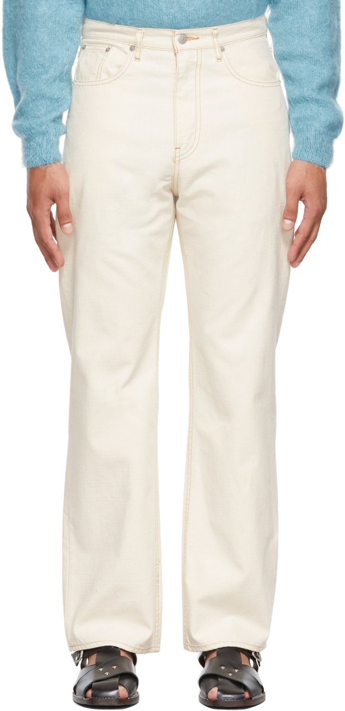 AURALEE Beige Canvas FivePocket Jeans SSENSE