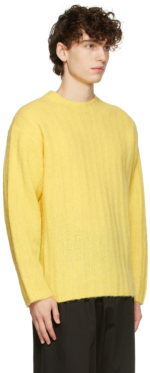 AURALEE Yellow Wide Rib Knit Crewneck | Smart Closet