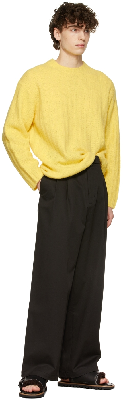 AURALEE Yellow Wide Rib Knit Crewneck | Smart Closet