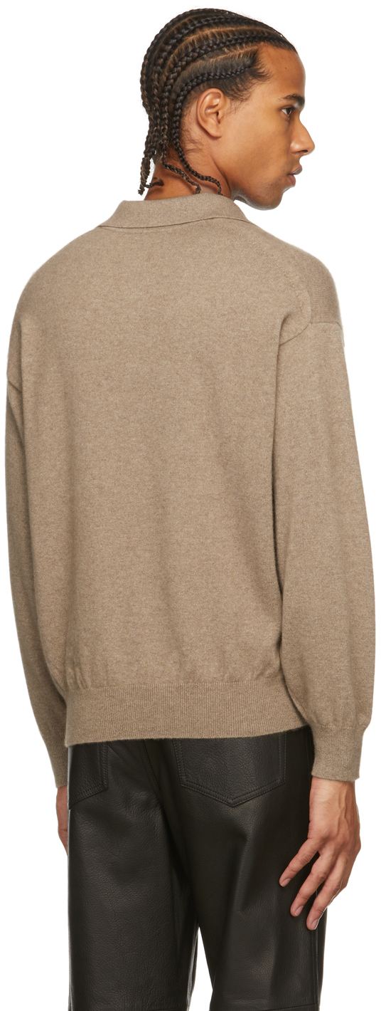 AURALEE Brown Cashmere Knit Long Sleeve Polo | Smart Closet