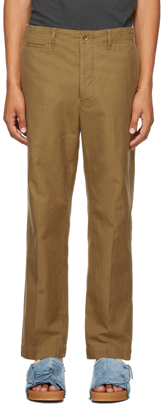 Visvim Khaki Tapered Chino Trousers | Smart Closet