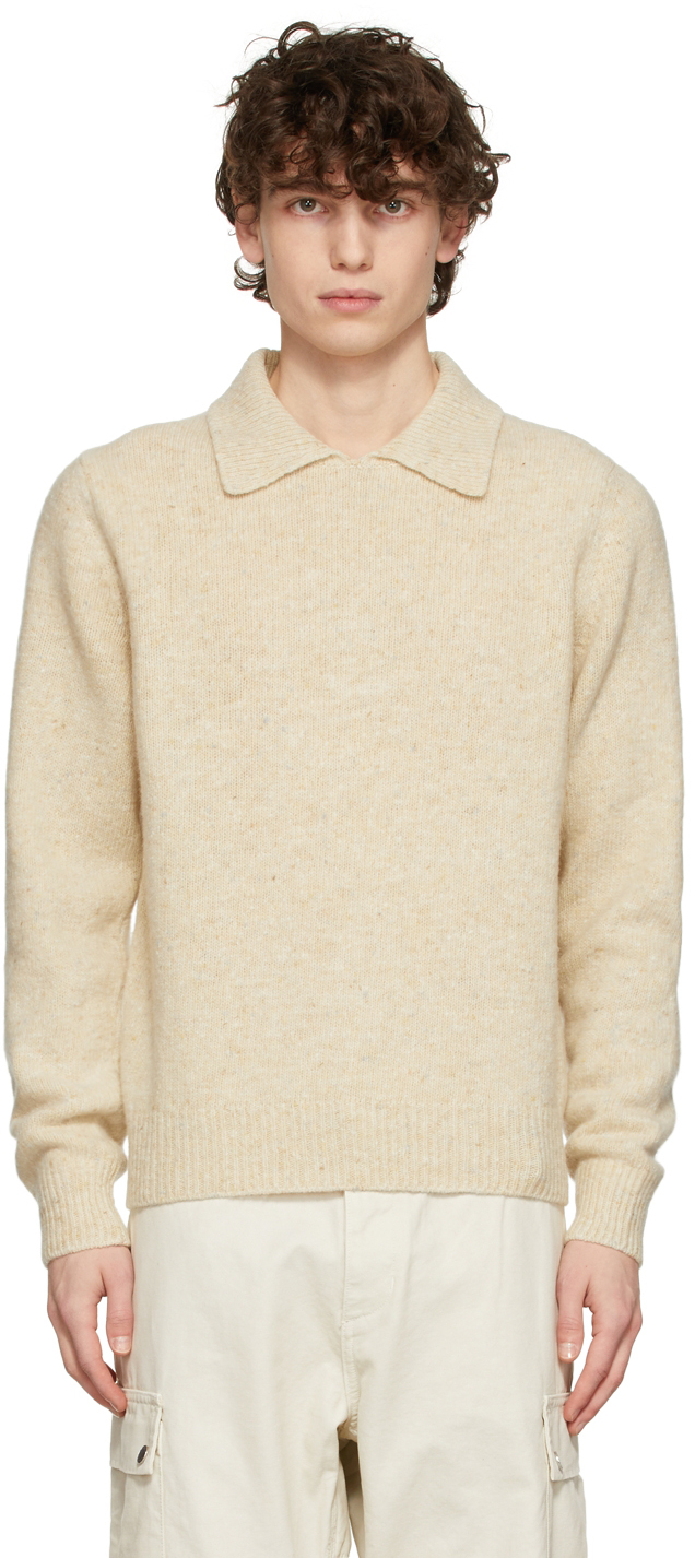 Beige Integral Collar Sweater by Drake's on Sale