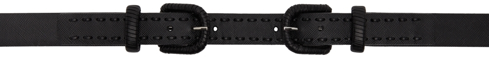 Black Woven Double Buckle Belt by Toga Pulla on Sale