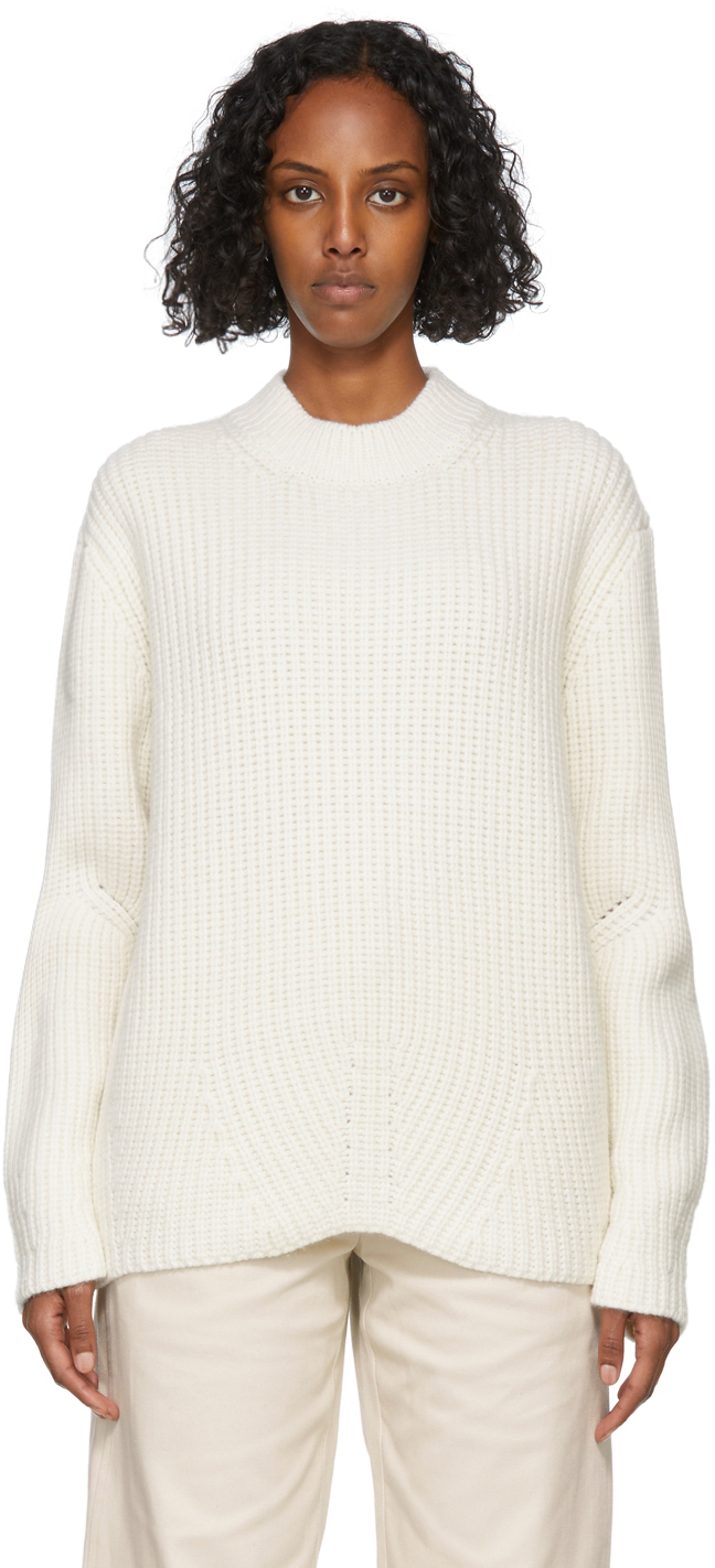 System White Rib Knit Crewneck Sweater