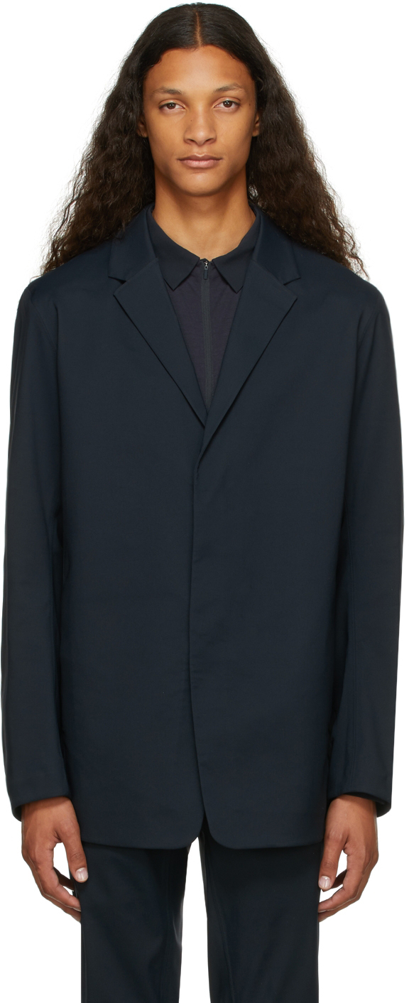 Veilance: Navy Indisce Blazer | SSENSE