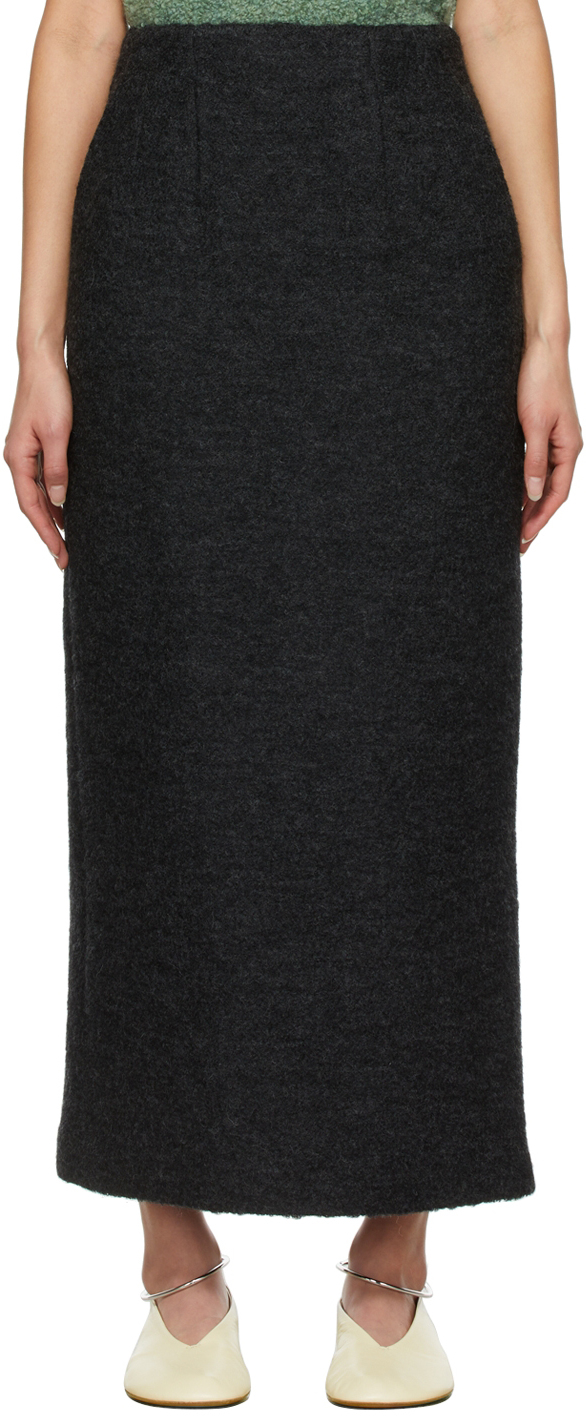 LE17SEPTEMBRE Grey Wool Knit Long Skirt