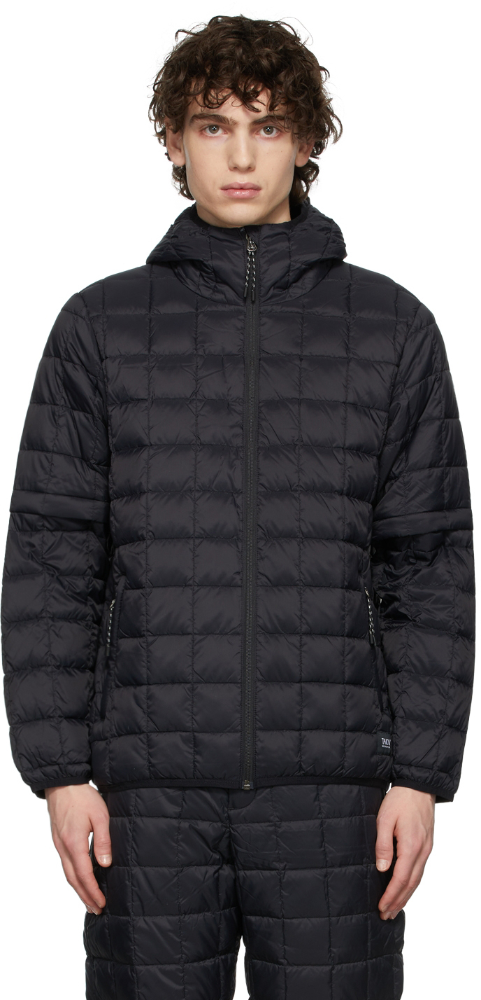 Black Detachable Sleeves Down Jacket by TAION on Sale