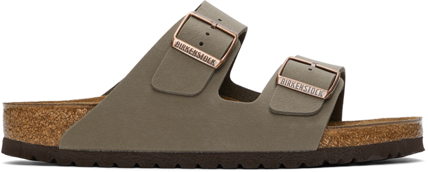Birkenstock Taupe Birkibuc Arizona Sandals - 151211