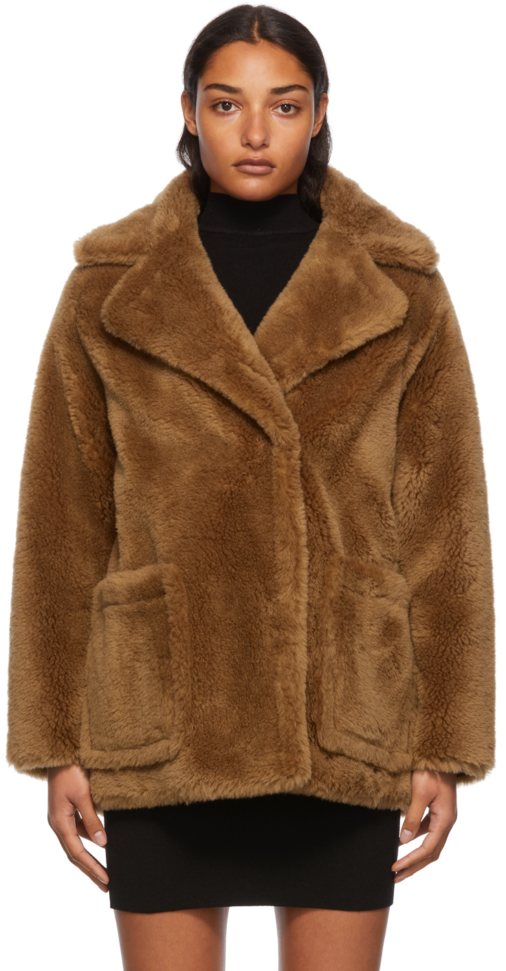 Split Versterken beneden Yves Salomon - Meteo Brown Wool Oversized Jacket | Smart Closet