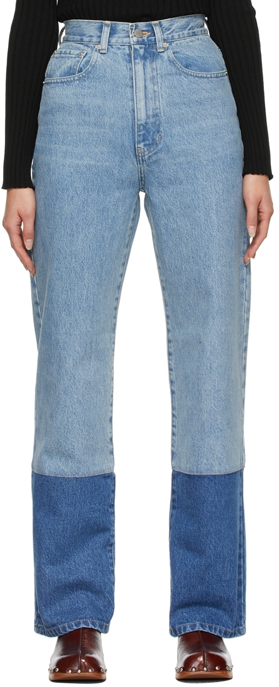 Blue Block Jeans by DRAE on Sale