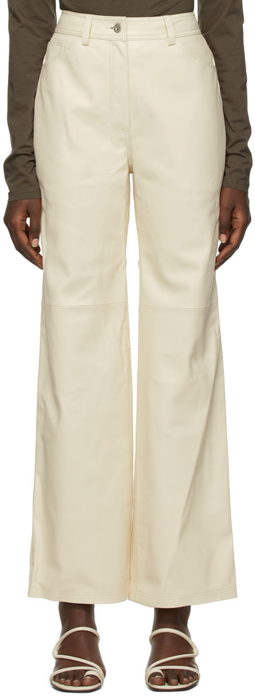 leather beige trousers