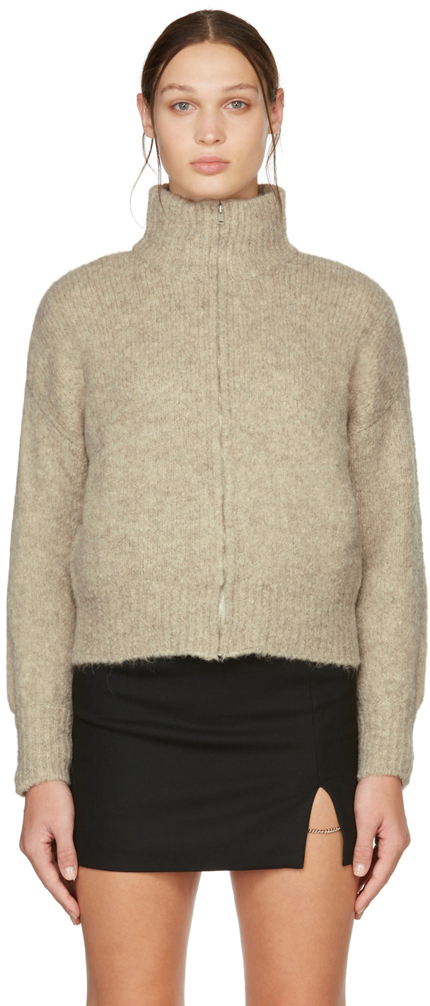 DRAE: Beige Trilly Zip-Up Sweater | SSENSE