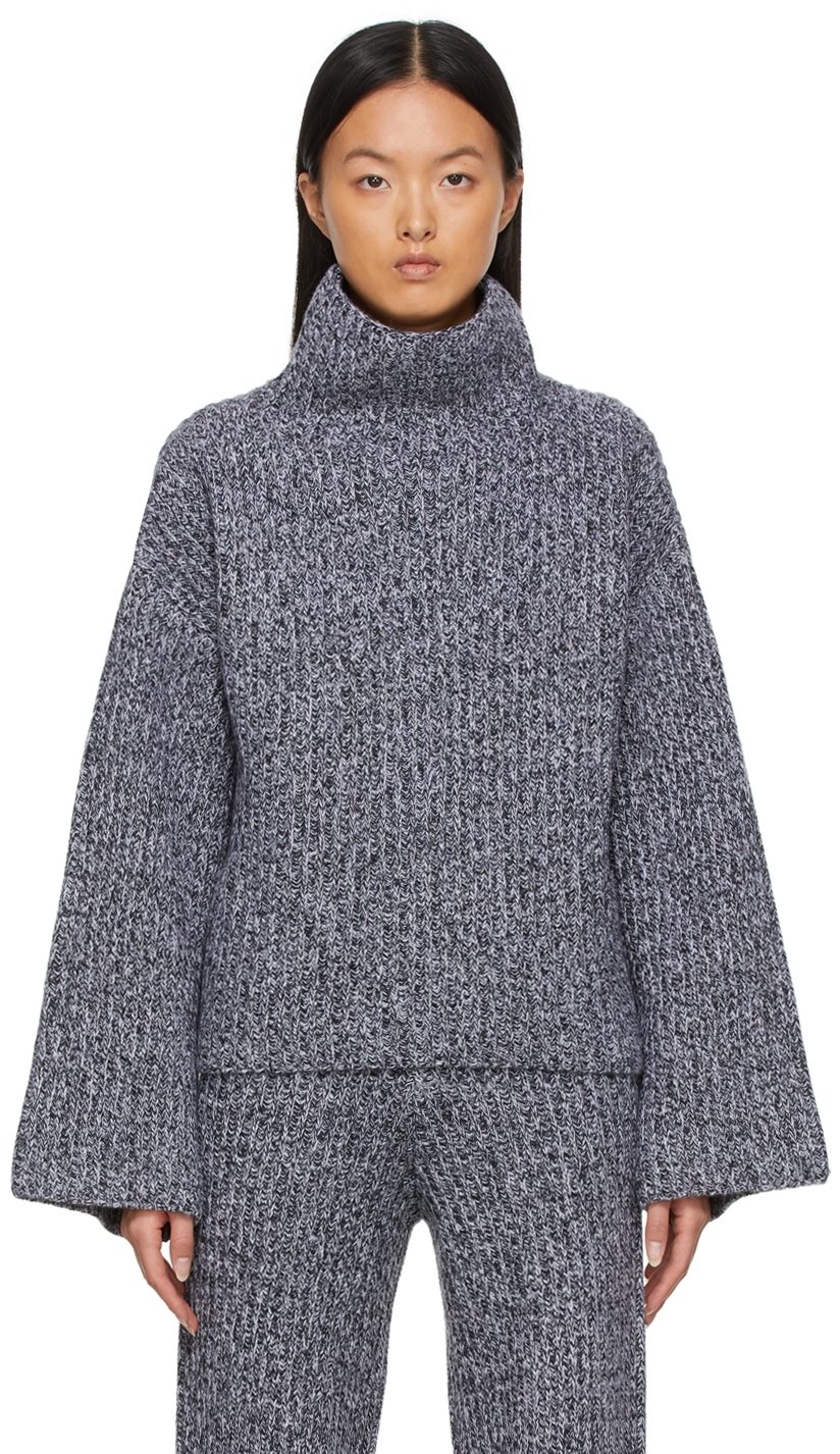 DRAE Grey Wool Turtleneck Sweater