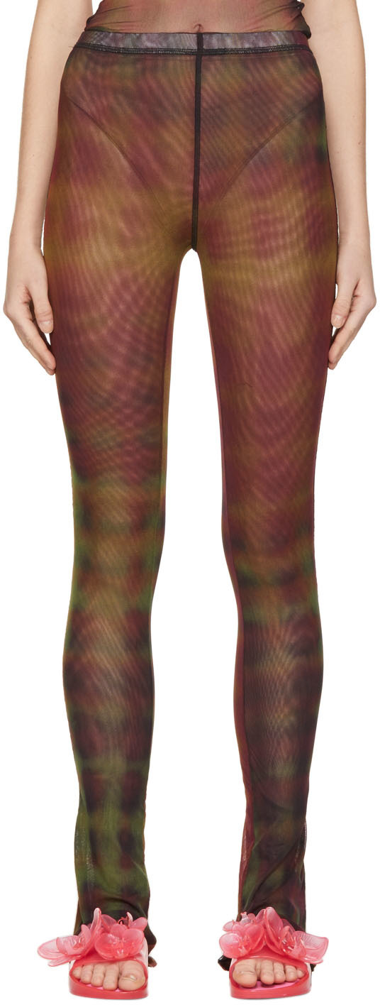 Multicolor Pixel Mesh Fitted Pants