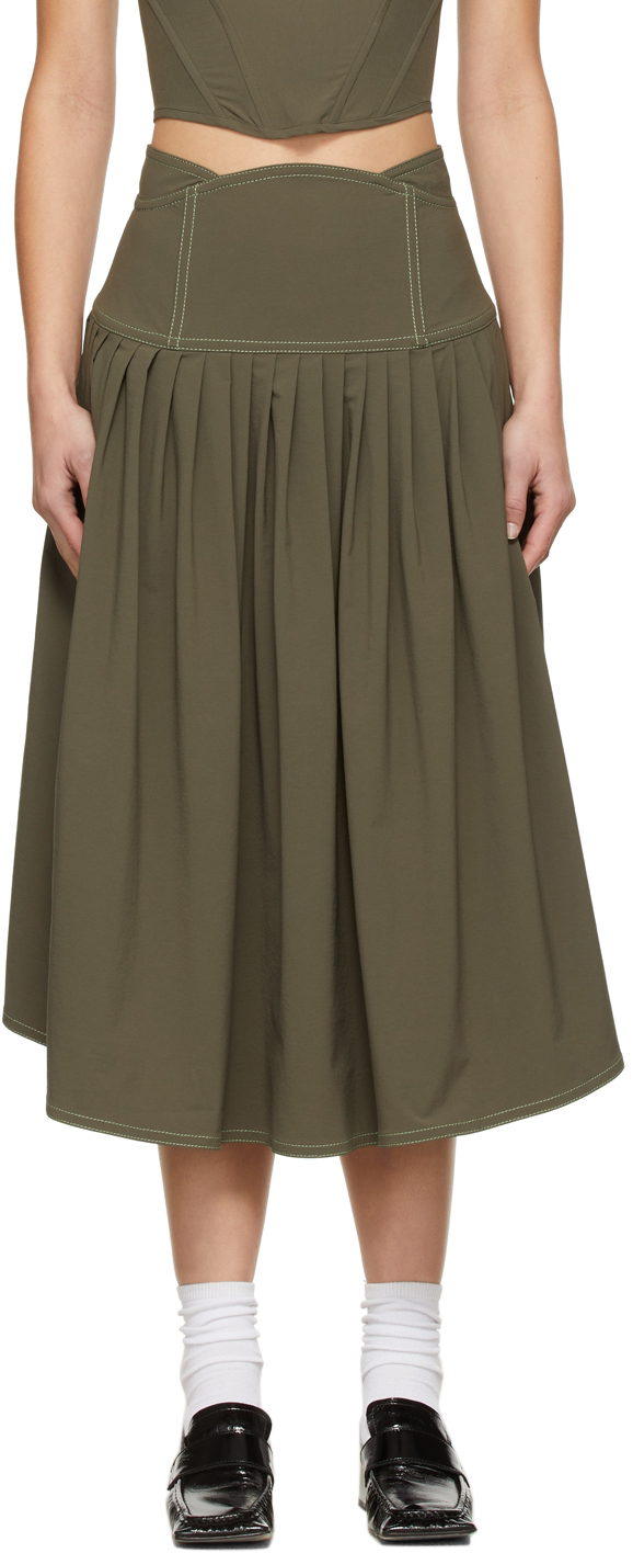 khaki maxi skirt