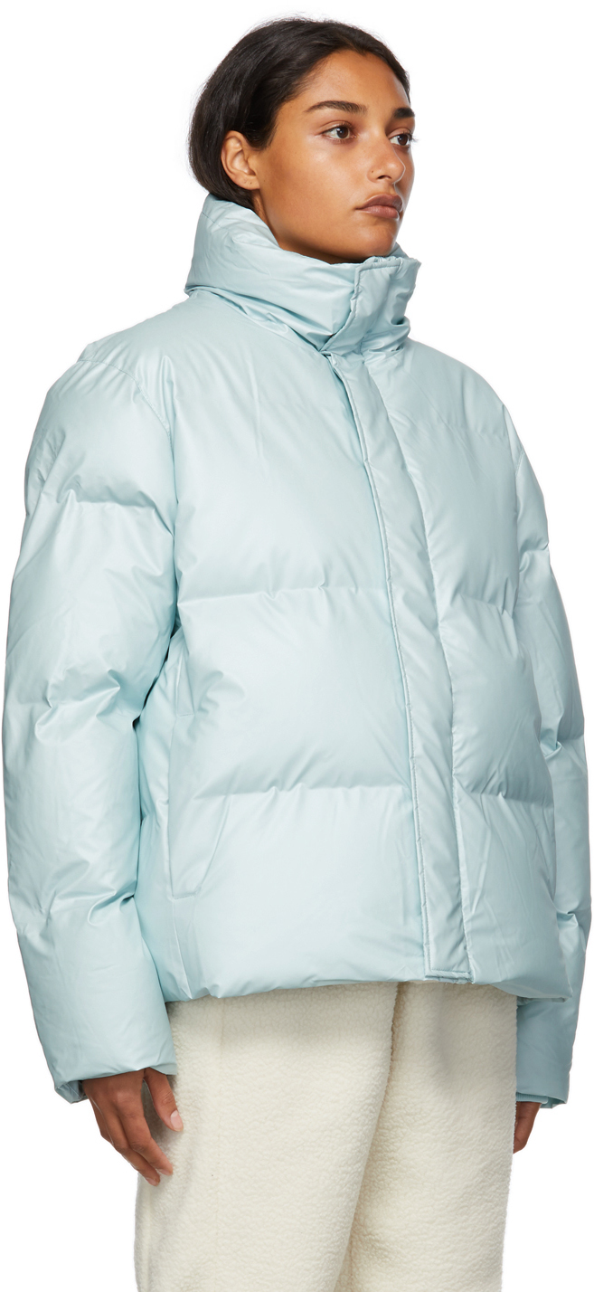 Rains® Alta Long Puffer Jacket in Metallic Grey for $515